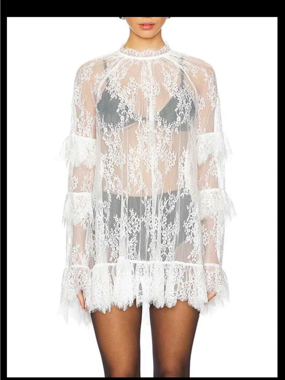 Women’s White Lace Swim Cover-Up Tunic